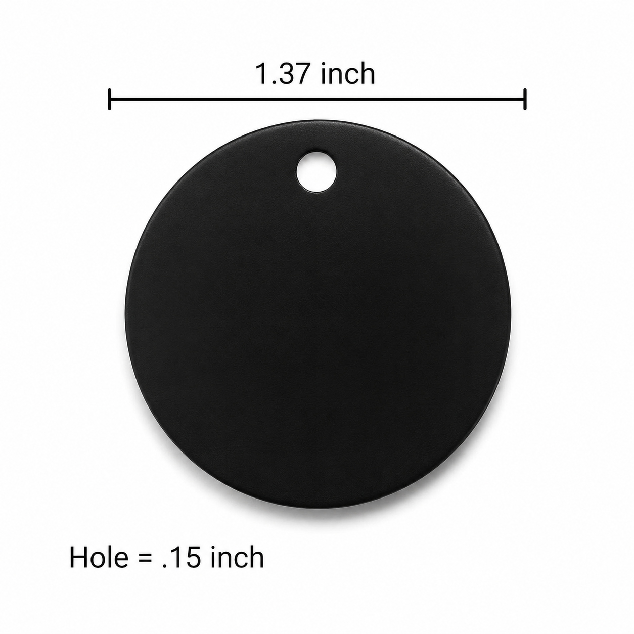 Custom Engraved 1.37 Inch Round Black Aluminum Tag – Personalized Anodized Metal ID, Asset, Equipment, Key or Locker Tag