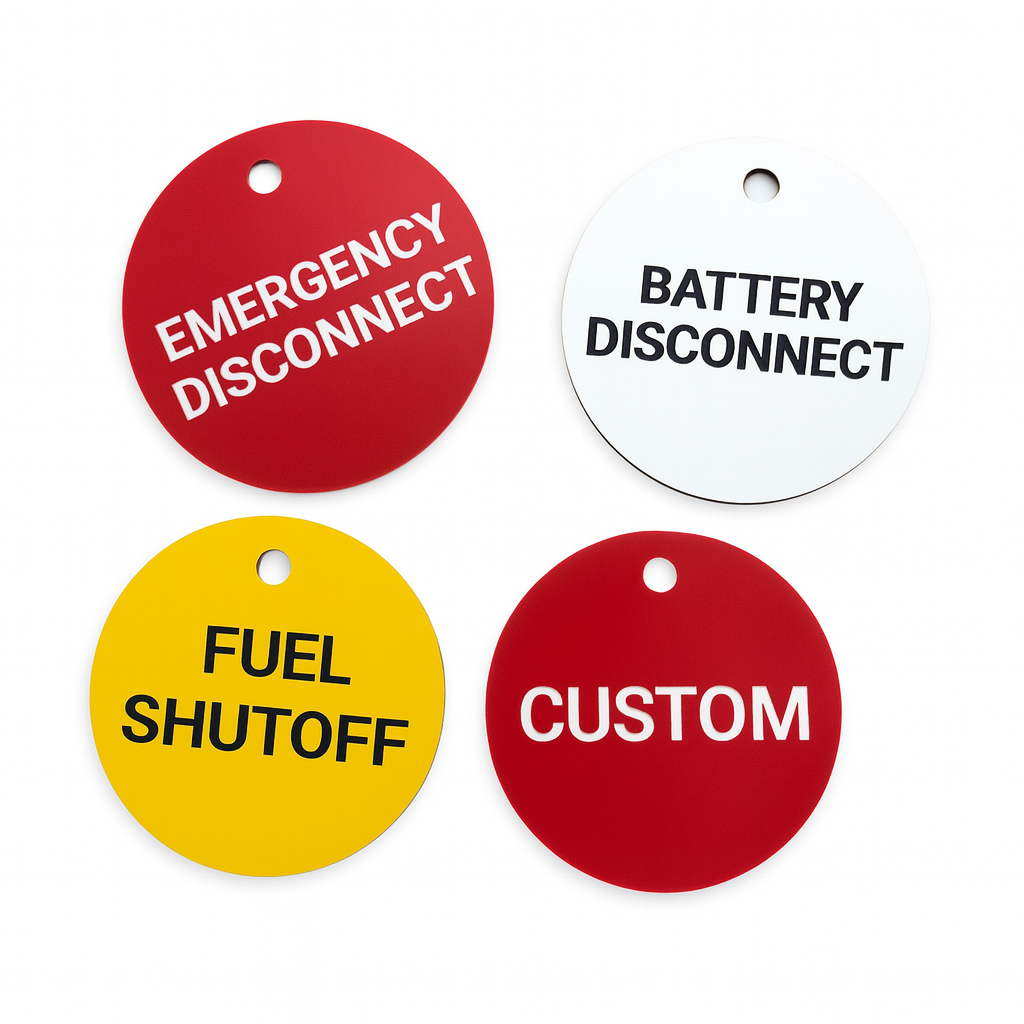 Custom Engraved 2 Inch Round Acrylic Tag – Personalized Equipment, Electrical Panel, Valve & Asset ID Label with 4mm Hole