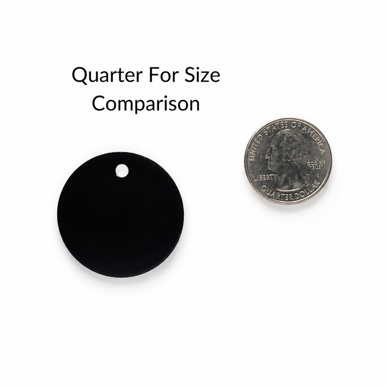 Custom Engraved 1.37 Inch Round Black Aluminum Tag – Personalized Anodized Metal ID, Asset, Equipment, Key or Locker Tag