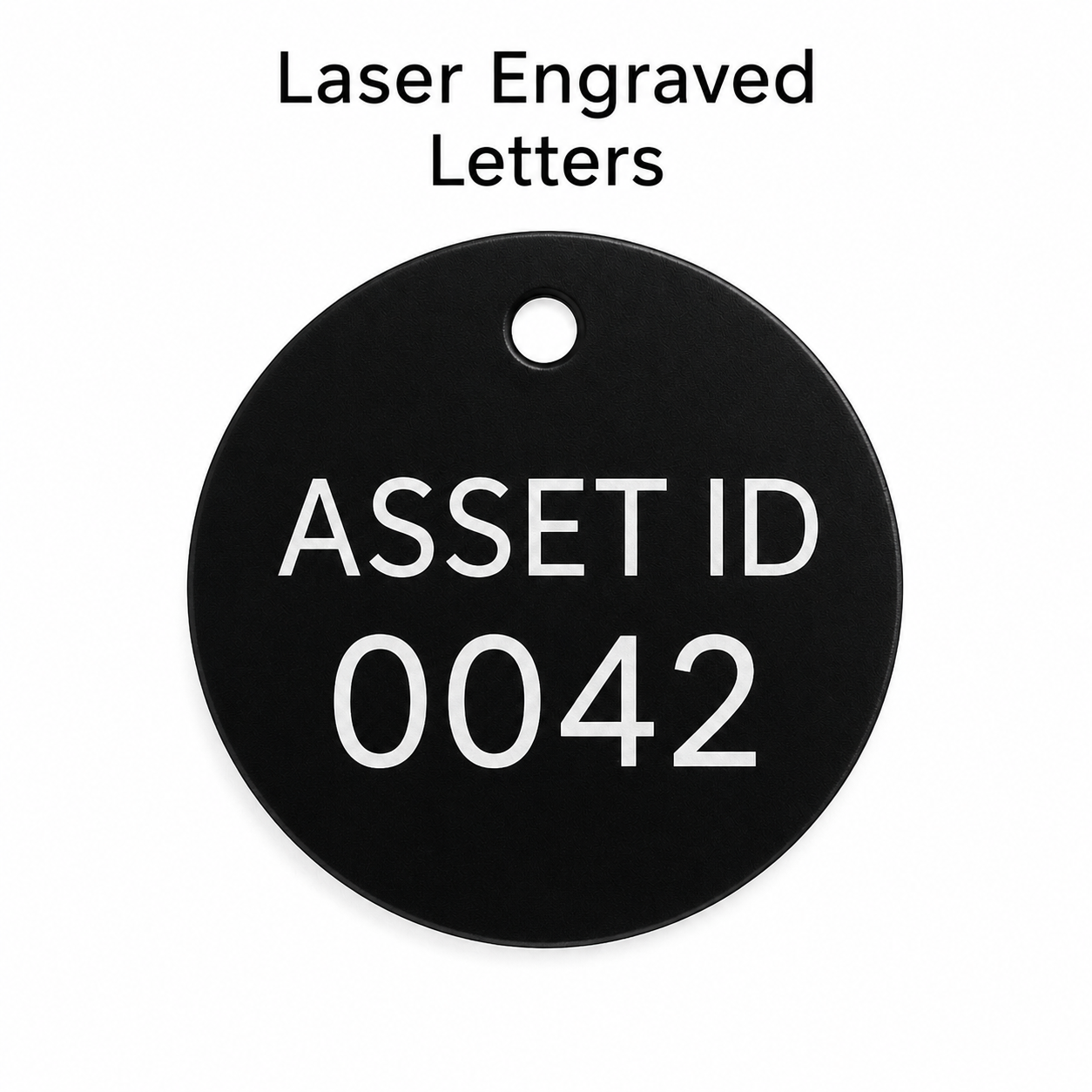Custom Engraved 1.37 Inch Round Black Aluminum Tag – Personalized Anodized Metal ID, Asset, Equipment, Key or Locker Tag