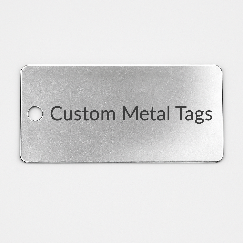 Custom Engraved Stainless Steel Tags – 2" x 1" Durable Metal ID Plates for Equipment, Keys, Lockers, and Tools, 1 Line