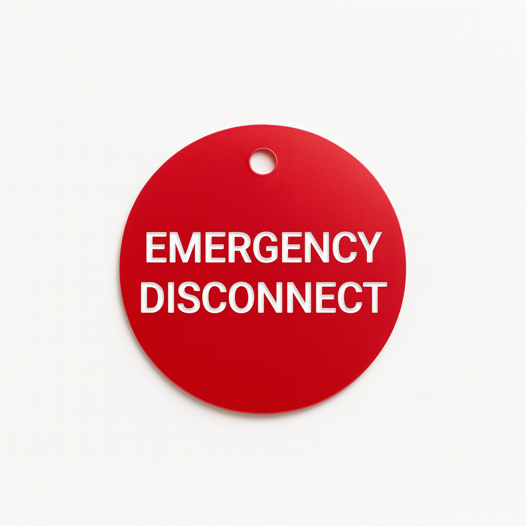 Custom Engraved 2 Inch Round Acrylic Tag – Personalized Equipment, Electrical Panel, Valve & Asset ID Label with 4mm Hole
