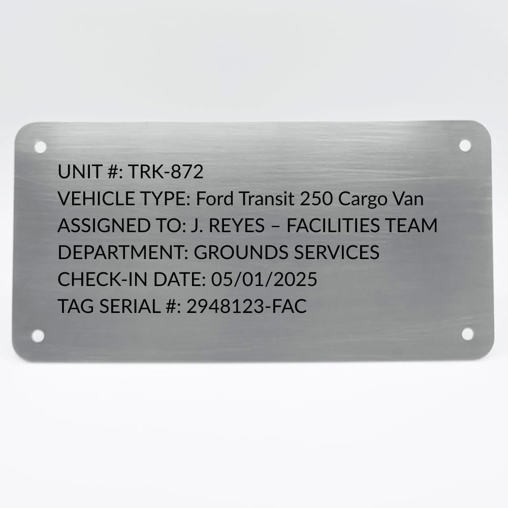 Custom Engraved Stainless Steel Nameplates – 6” x 3” & 8” x 4” 304 Metal ID Plates for Equipment, Doors & Signage