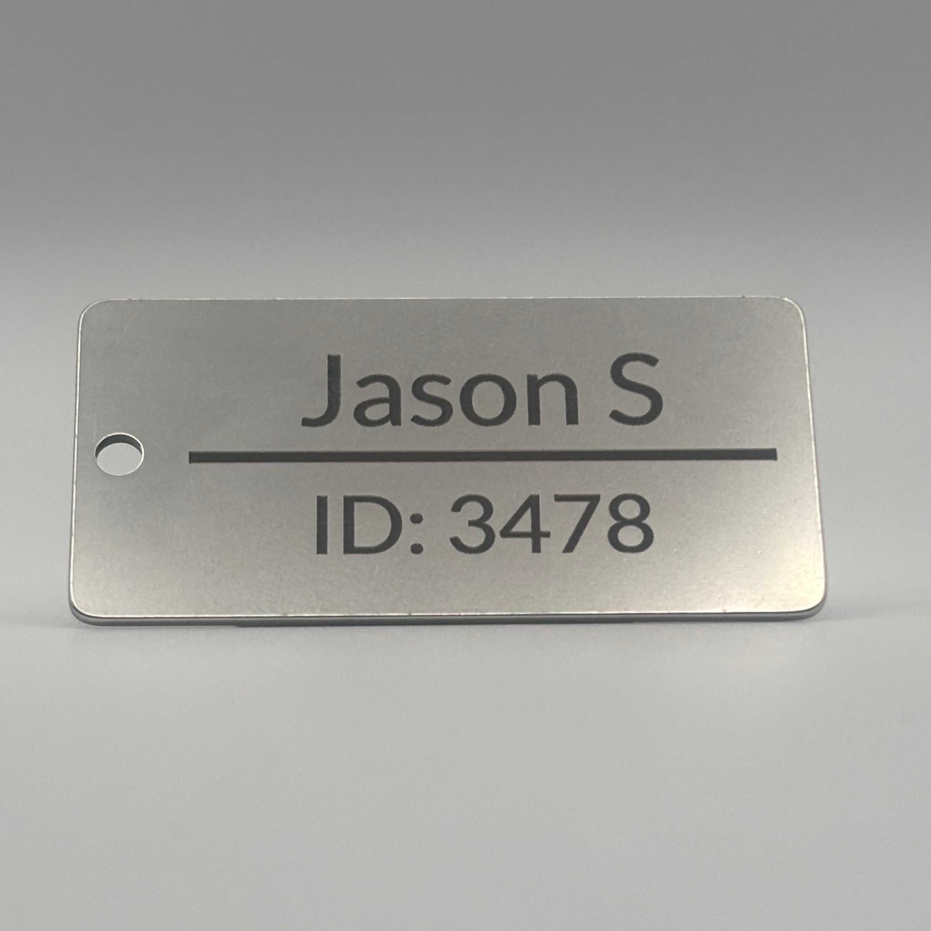 Custom Engraved Stainless Steel Tags – 2" x 1" Durable Metal ID Plates for Equipment, Keys, Lockers, and Tools, 2 Lines