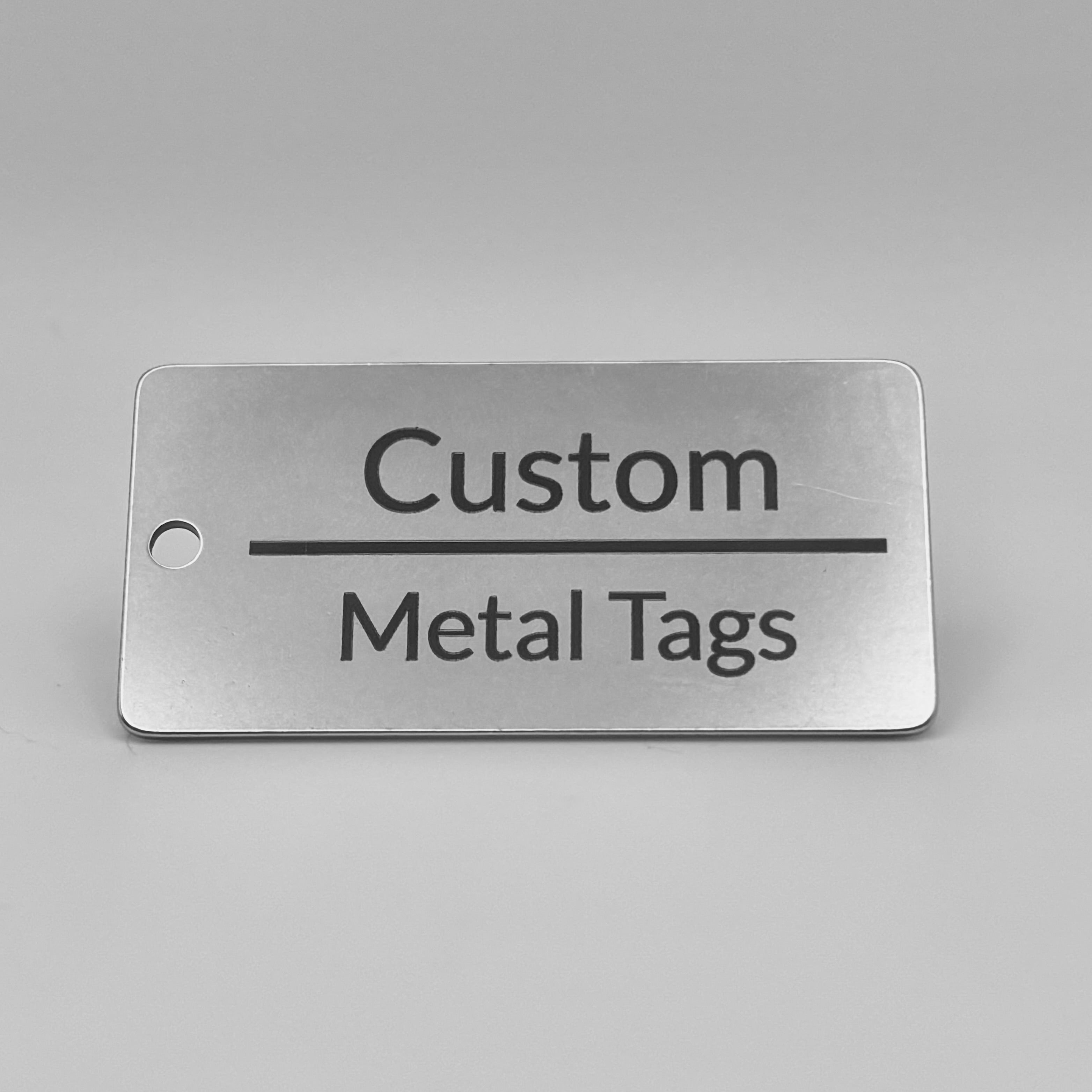 Custom Engraved Stainless Steel Tags – 2" x 1" Durable Metal ID Plates for Equipment, Keys, Lockers, and Tools, 2 Lines